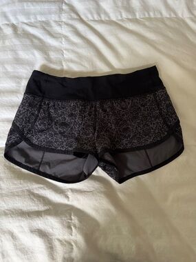 lululemon athletica Black Floral-Pattern Athletic Shorts